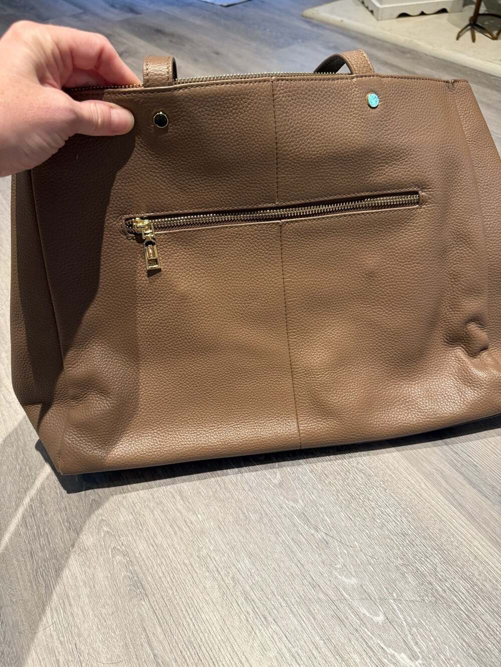 Kattee Soft Pebbled Leather Work Tote Bag Tan